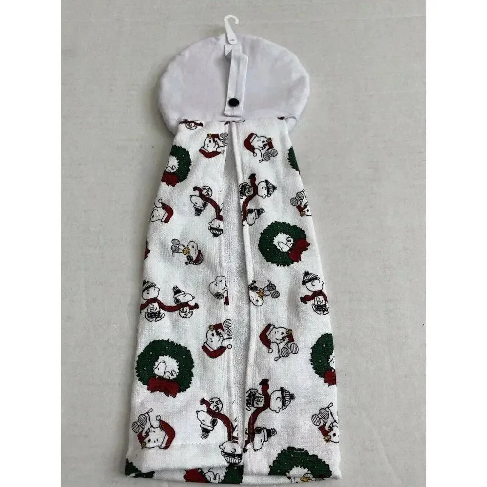 Peanuts Snoopy Hanging‎ Kitchen Towel Christmas Wreath Holidays Woodstock NWT